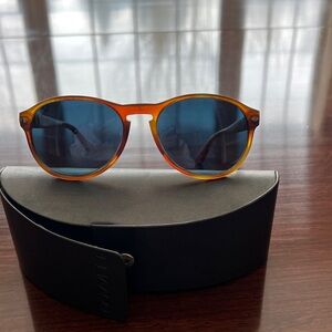 Persol Sunglasses with Tortoiseshell Frame and Blue/Black Lenses